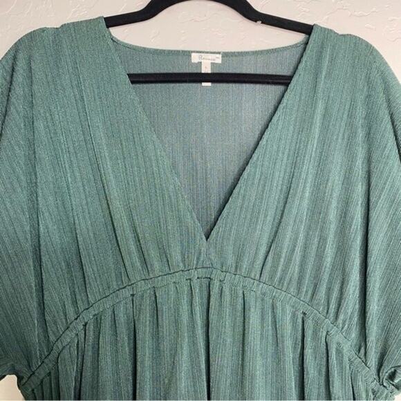 Flounce Emerald Green Kaftan Blouse Large - Picture 3 of 8
